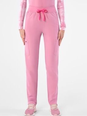 FIGS Chalk Pink High-Waisted Yola Skinny Scrub Pants